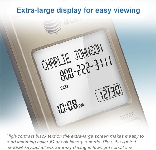 Image of AT&T EL52313 3-Handset Cordless Phone, Light Champagne | Digital Answering System, Extra-Large Backlit Keys, Caller ID /Call Waiting, DECT 6.0, Expandable Speakerphone