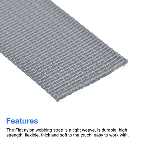 Image of MECCANIXITY Flat Nylon Webbing Strap 1 Inch 10 Yards Grey for Backpack, Luggage-rack