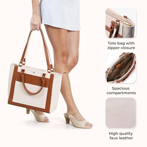 Image of Symbol Premium Women's Tote Hand Bag crafted from Imported PU | Stylish | Office Use - 14 inch Laptop