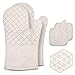 Ofenhandschuhe Silikon, Yumcute 6pcs Topfhandschuhe Hitzebeständig Set, Topflappen Handschuh mit 2 Topflappen und 2 Pads, 300 °C Geeignete Größe Backofenhandschuhe für Kochen Backen BBQ(Grau)