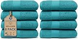 LEBENGOOD Juego de Toallas Baño y Lavabo 100% Algodón Premium 550gsm | Toallas Suaves, Absorbentes y Resistentes para Ducha, Hotel, SPA y Gym | Set de 8 Toallas Mano y Cuerpo (8 50X90 Ocean)