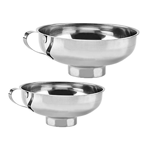 Set of 2 Pcs Mason Jar Funnel Set - Stainless Steel Canning Funnel with Handle for Wide and Regular Jars