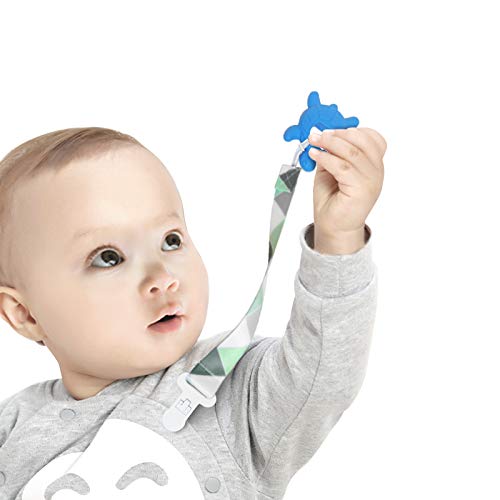 Pacifier Teether Clips for Boys and Girls, Pacifier Holder Clip Fit All Pacifier and Teething Toys, 4 Pack