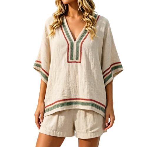 Ensemble été plage pour femme fluide et anti-transpiration avec short floral confort