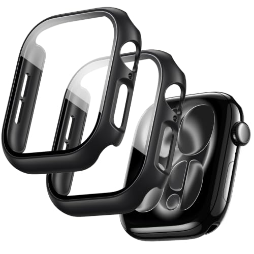 Image of LK Case for Apple Watch Series 11 /Series 10 Screen Protector 42mm | Touch Sensitive Ultra-Thin Bumper Full Protective Cover Hard PC Case Tempered Glass for iWatch 40mm, Black