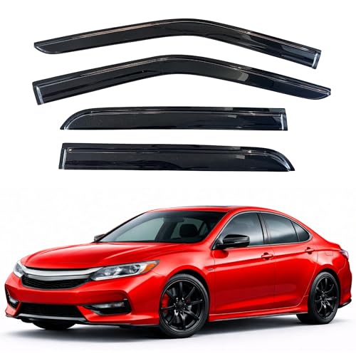 Image of KPY Rain Guards Fit for 2008-2017 Honda Accord, Out-Channel Window Visors Vent Wind Deflectors 4PC, Car Accessories for 08-17 Accord (Sedan Only)