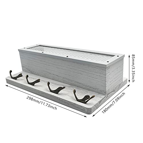 Ismosm Key Holder Mail Organizer Wall Mount Key Mail Holder Dog Leash Holder Key Rack With 4 Double Key Hooks Rustic Wall Decor For Entryway, Hallway, Kitchen, Living Room, Mudroom, Office, Rv (White) #TOP2