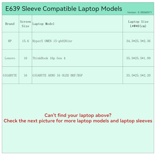 Image of Smatree Elite Laptop Sleeve for 15.3-16 inch HP HyperX OMEN 15-gb0261nr, Lenovo ThinkBook 16p Gen 4, GIGABYTE AERO 16 OLED BKF /BSF, Protective Laptop Case with Pocket(E639)