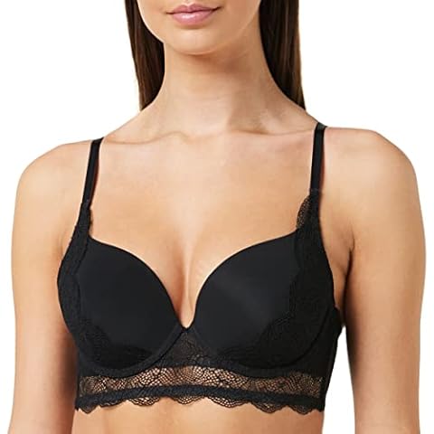 Wonderbra Women's Triangle Lace Push Bra, Black, 38DD Cover