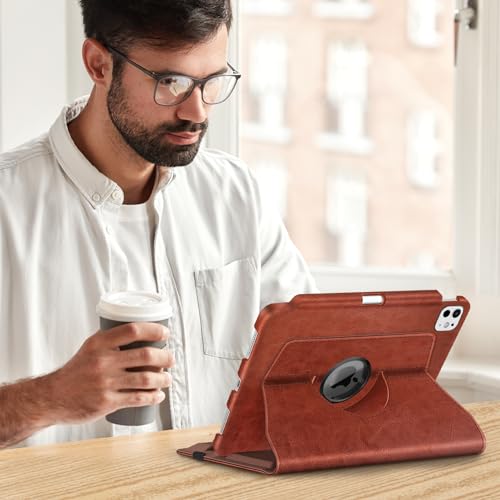 Image of Fintie Rotating Case for iPad Pro 11-inch (M5) 2025 / (M4) 2024 - [Built-in Pencil Holder] 360 Degree Swiveling Smart Stand Protective Cover, Auto Sleep /Wake, Vintage Brown
