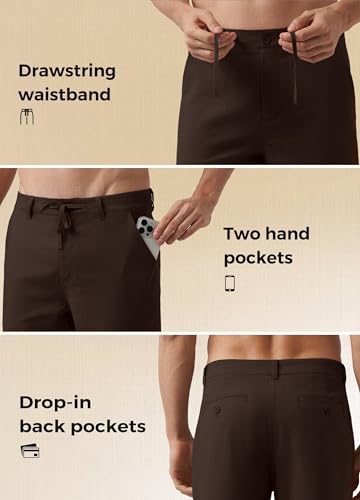 Image of Willit Men's Linen Pants Casual Lightweight Drawstring 29 inch 30 inch 32 inch
