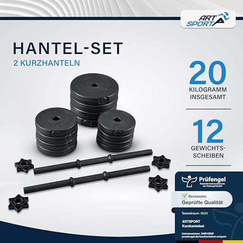 2er Hantelset 20/30 / 40 kg - Kurzhantel Set mit 2 Kurzhanteln, Gewichten & 4 Sternverschlüsse – Bild 3