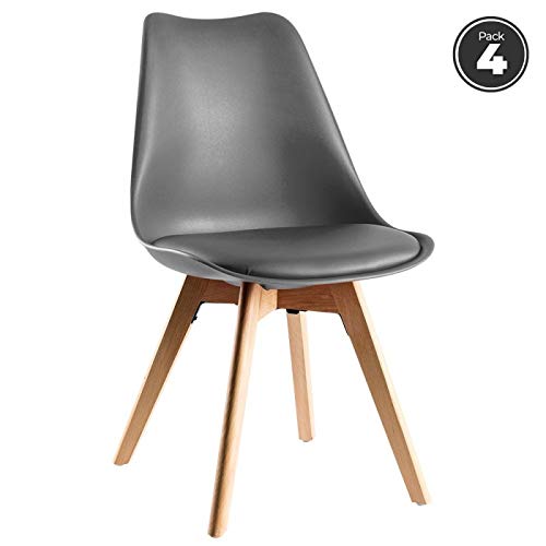 Regalos Miguel - Packs Sillas Comedor - Pack 4 Sillas Synk Basic - Gris - Envío Desde España