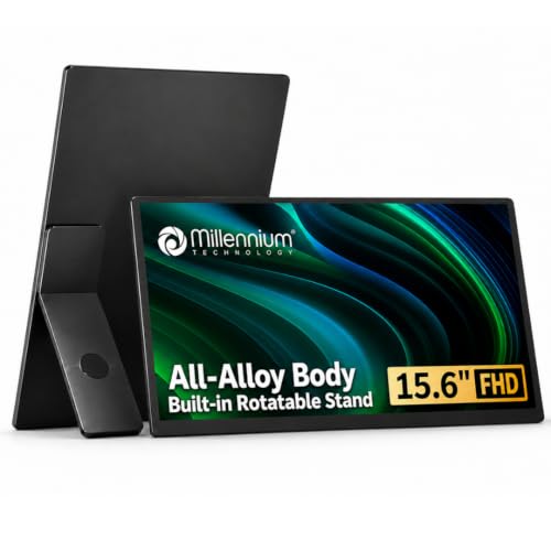 Image of 15.6 Inch FHD Portable Monitor | All Alloy Body | Ultra-Slim Foldable Screen Extender | USB Type-C & HDMI | Compatible with Laptop, PC, Mac (15.6 inch Metal) (15.6, Inches)