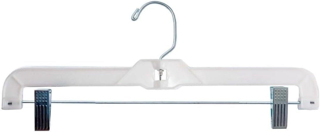 NAHANCO 600RCLH Plastic Skirt/Pant Hanger with Long Metal Swivel Hook and Pinch Clips, Heavy Weight, 14", Clear (Pack of 100)