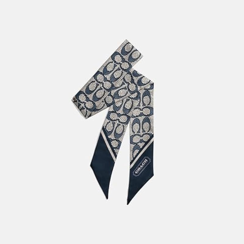 Coach Womens Vintage Signature C Printed Silk Skinny Midnight Navy One Size 상세이미지 4