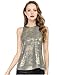 Allegra K Women's Metallic Tank Tops Shiny Sleeveless Party Disco Shirt Small Silver