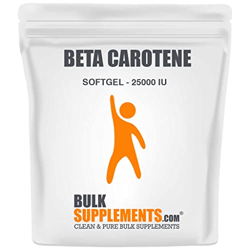 BulkSupplements.com Beta Carotene 25000 IU Softgels - Dry Eye Supplement - Eye Vitamins for Vision - Melanin Supplements - Nutritional Supplements - Antioxidants Supplement (300 Count - 300 Servings)