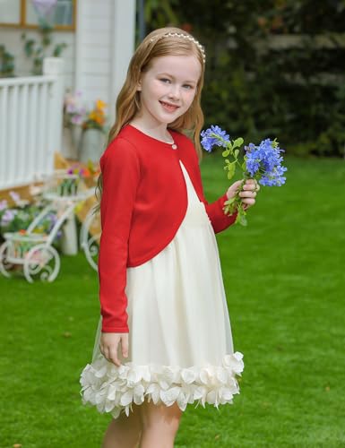 Yekaty Girls Sweaters Long Sleeve Cardigan Bolero Shrugs Button Down Closure Cover Up Tops for Toddler Kids 4-12 Years4