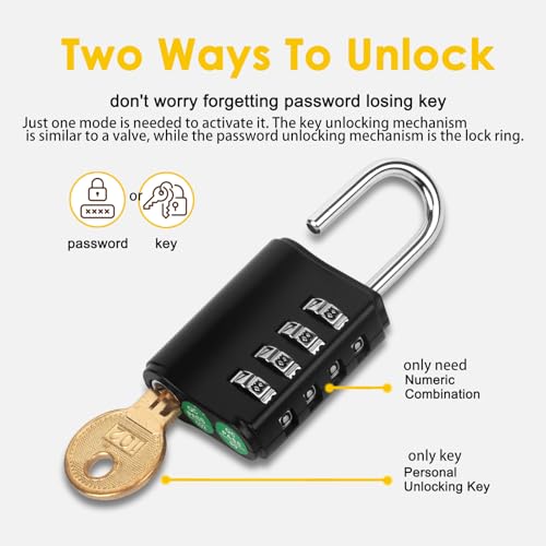 Image of Combination Lock Outdoor with Key Outdoor Waterproof, 4 Digit Padlock for School Gym Sports Locker,2 Pack Padlock with Hasp Storage, Combination Padlock, Cabinet Doors, Fence, Garage