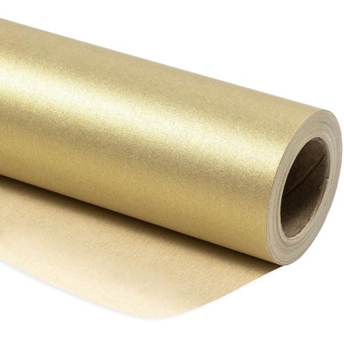 RUSPEPA Goldmattes Geschenkpapier 43 2 cm x 10 m Einfarbiges perlmuttfarbenes glänzendes Papier perfekt für Hochzeiten Geburtstage Weihnachten und Babypartys