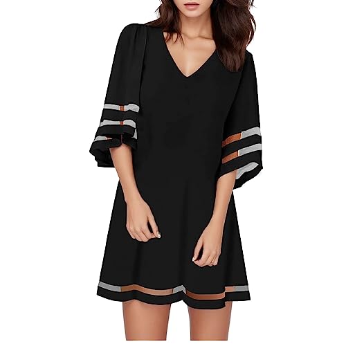 Robe col ras du cou patchwork en maille évasée coupe A-line confortable pour femme style branché