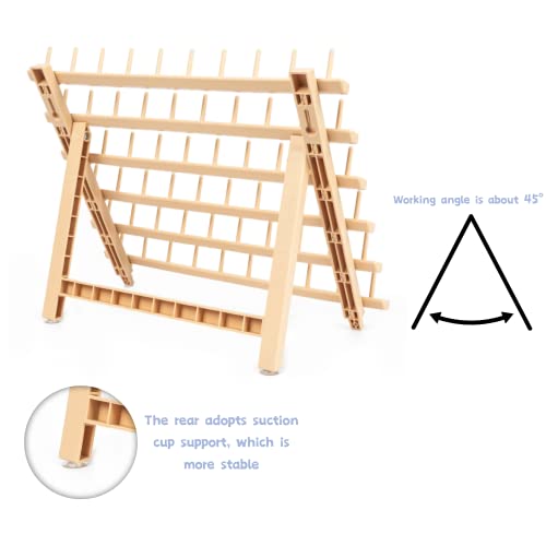 Braiding Hair Rack - Hair Braiding Rack With 60 Pegs Standing Hair Holder With 60 Spools - Ergonomic Braid Rack For Stylists - Time-Saving Braiding Hair Stand - Versatile Extension Holder (60 Pegs, Wood Color) #TOP3