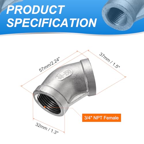 Conectores de rosca de codo de 45 grados NPT hembra 304 para tubería de agua y combustible 3