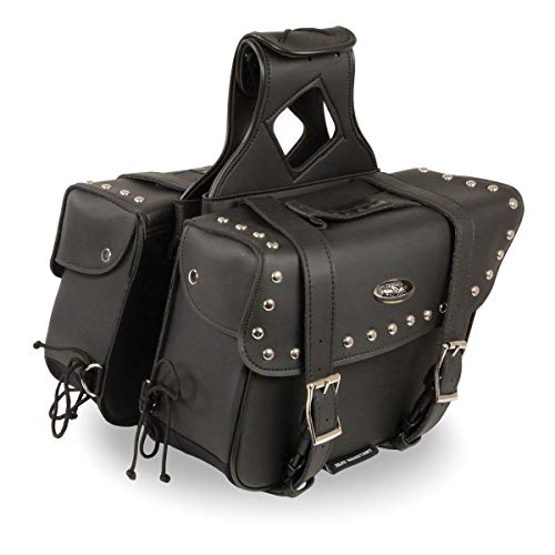 Image of Milwaukee Leather Studded Throw-Over Motorcycle Saddlebags - Synthetic Leather - Universal Fit - Zip-Off - Medium