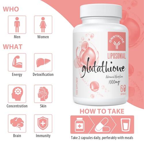 Liposomal Glutathione Supplement 1000mg, Reduced Glutathione Softgels with Vitamin C, for Anti-Aging, Detox, Brain, Immune Health, Better Absorption, L-Glutathione 60 Capsules per Bottle - 3