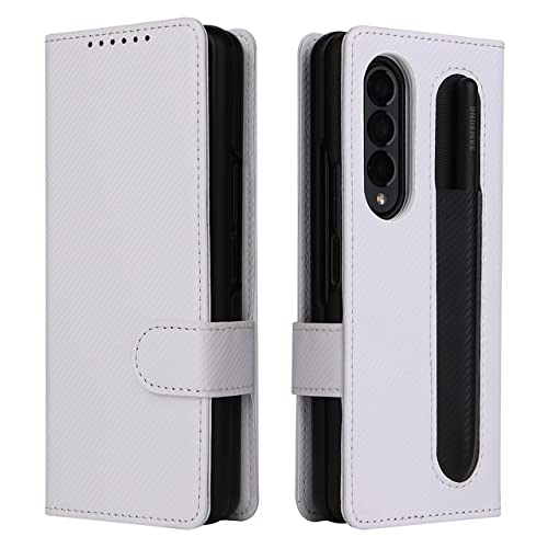 Housse en cuir mat Samsung Z Fold 3 et 4 protection premium blanche style portefeuille business