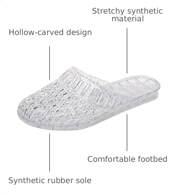 Image of Womens Jelly Shoes, White Jellies Sandals Glitter Clear Flats Slip On Summer Beach Slippers Transparent Closed Toe Soft Slide