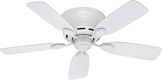 White, Low Profile IV : Hunter 51059 Low Profile IV 5-Blade Ceiling Fan, 42-Inch, White