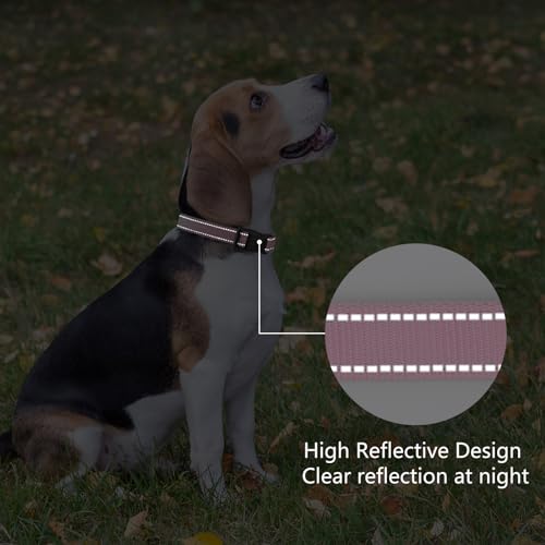 Image of Reflective Dog Collar, Adjustable Nylon for Medium Dogs,Pink