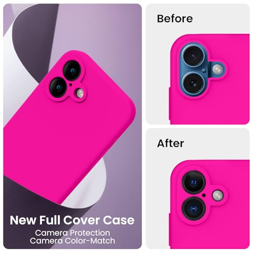 Image of FireNova Designed for iPhone 16 Plus Case, Silicone Upgraded [Camera Protection] Case, Soft Anti-Scratch Microfiber Lining Inside, 6.7 inch, Hot Pink