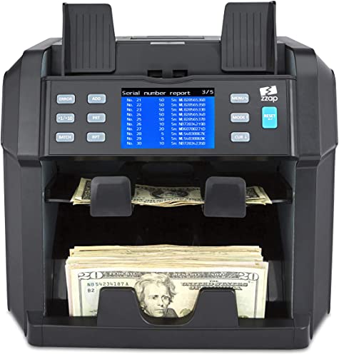 Zzap Nc70 Mixed Denomination Bill Counter/2 Pocket Sorter/Counterfeit Detector - Money Cash Value Currency Machine #TOP6