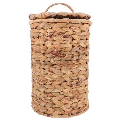 Veemoon Poubelle Osier Tressé Main Rotin Naturel avec Couvercle Corbeille Poubelle Petite pour Chambre Salle de Bain et Bureau Panier de Rangement Respirant...