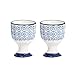 Nicola Spring Coquetiers en Porcelaine - à Motif Floral Bleu - Lot de 2