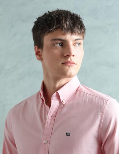 Image of Arrow Sport Solid Slim Fit Cotton Shirt for Men - Full Sleeve Mens Casual Shirts
