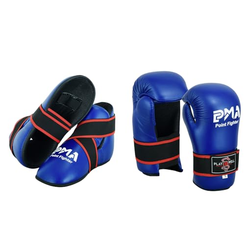 Gants et bottes de sparring en vinyle bleu pour amortir les chocs