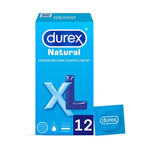 Durex Preservativos Originales Natural Plus Talla XL - 12 condones Más Grandes