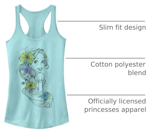 Image of Disney Womens Disney Princess Rapunzel Sketch Slim Fit, Scoop Hem Racerback Tank