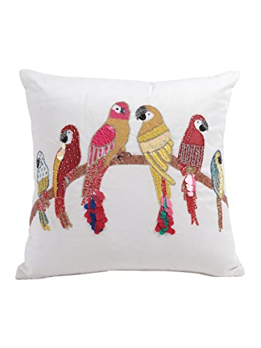 Image of eyda Hand Beaded Sequin Cushion Covers with Zipper, Pack of 2, 18x18 Inches, Soft Velvet Sleeping Pillow Covers, Decorative Throw Cushion Covers, Square Cushion Cover for Sofa, Bed, Couch
