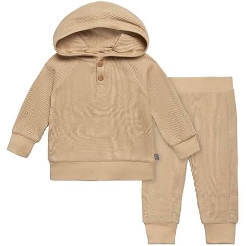 Modern Moments by Gerber Baby Neutral Mini Waffle 2-Piece Hoodie and Pant Set, Light Tan, 18 Months Cover