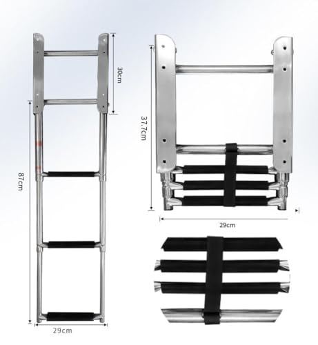 Escalera telescópica 3 peldaños para piscina de acero inox miniatura 5