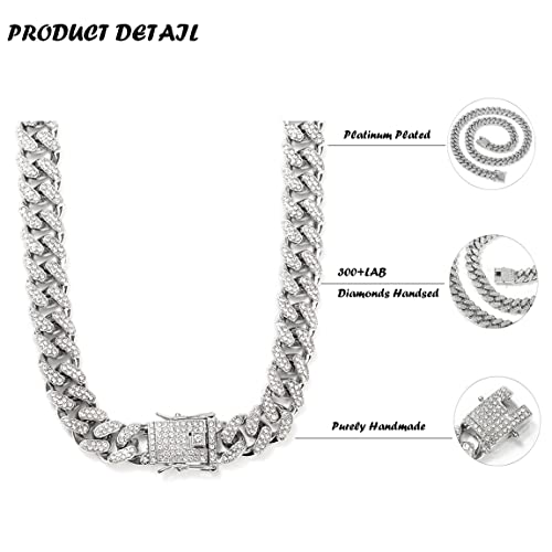 HUITIAN Women Mens Cuban Link Chain Gold Silver Bling Miami Cuban Necklace Diamond Chain for Men Iced-Out Hip Hop Jewelry2