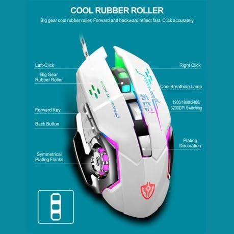 Shipadoo Wired Competitive Gaming Mouse with labeled buttons and features