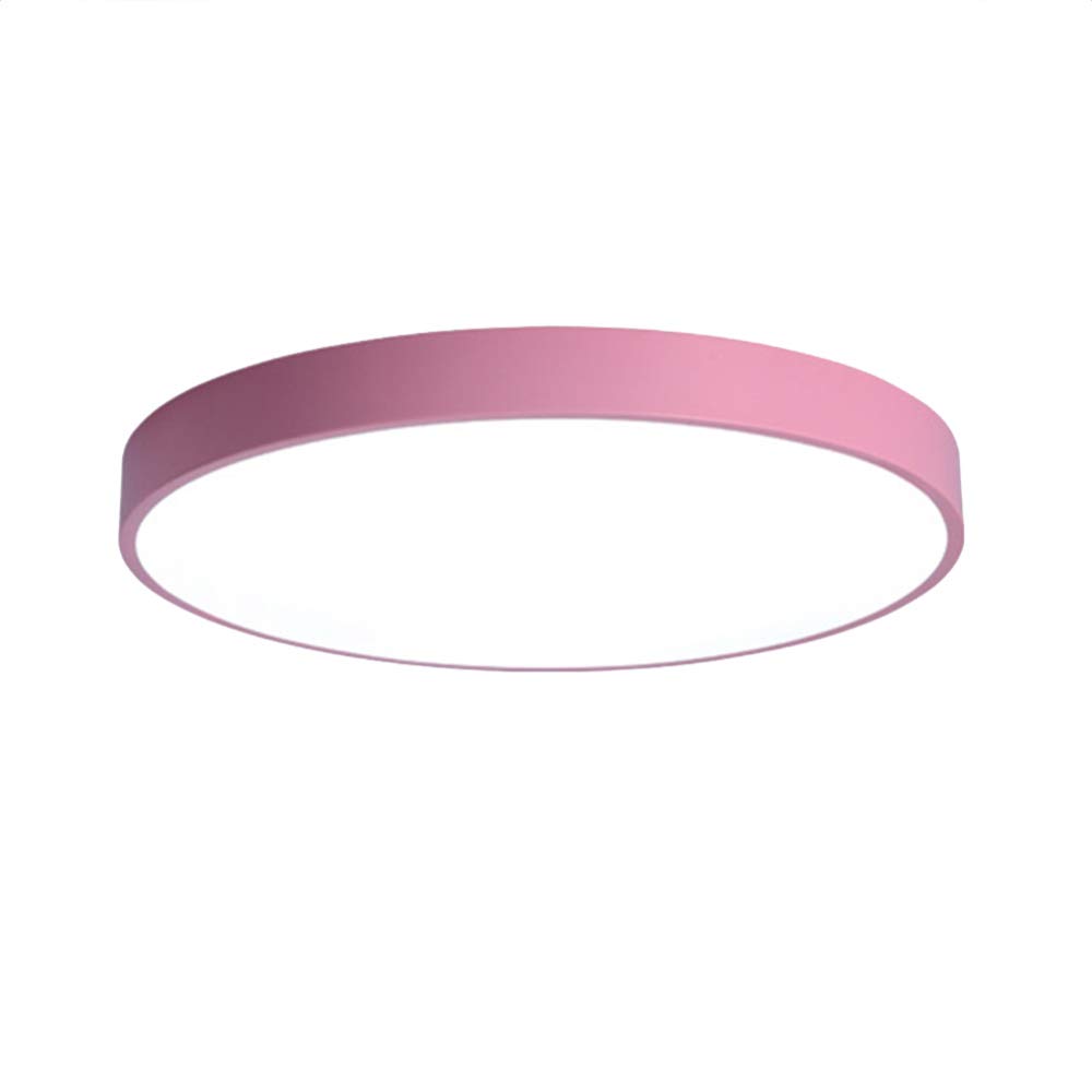 Macaron Round Ceiling Light Children's Room Modern LED Lamp For Boys Girls Bedroom Living Room Kindergarten,Pink+WarmLight-60cm