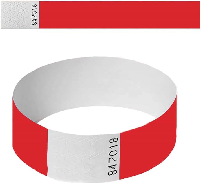Event identification paper wristbands TYVECK 19 * 25 mm (Red, 100)