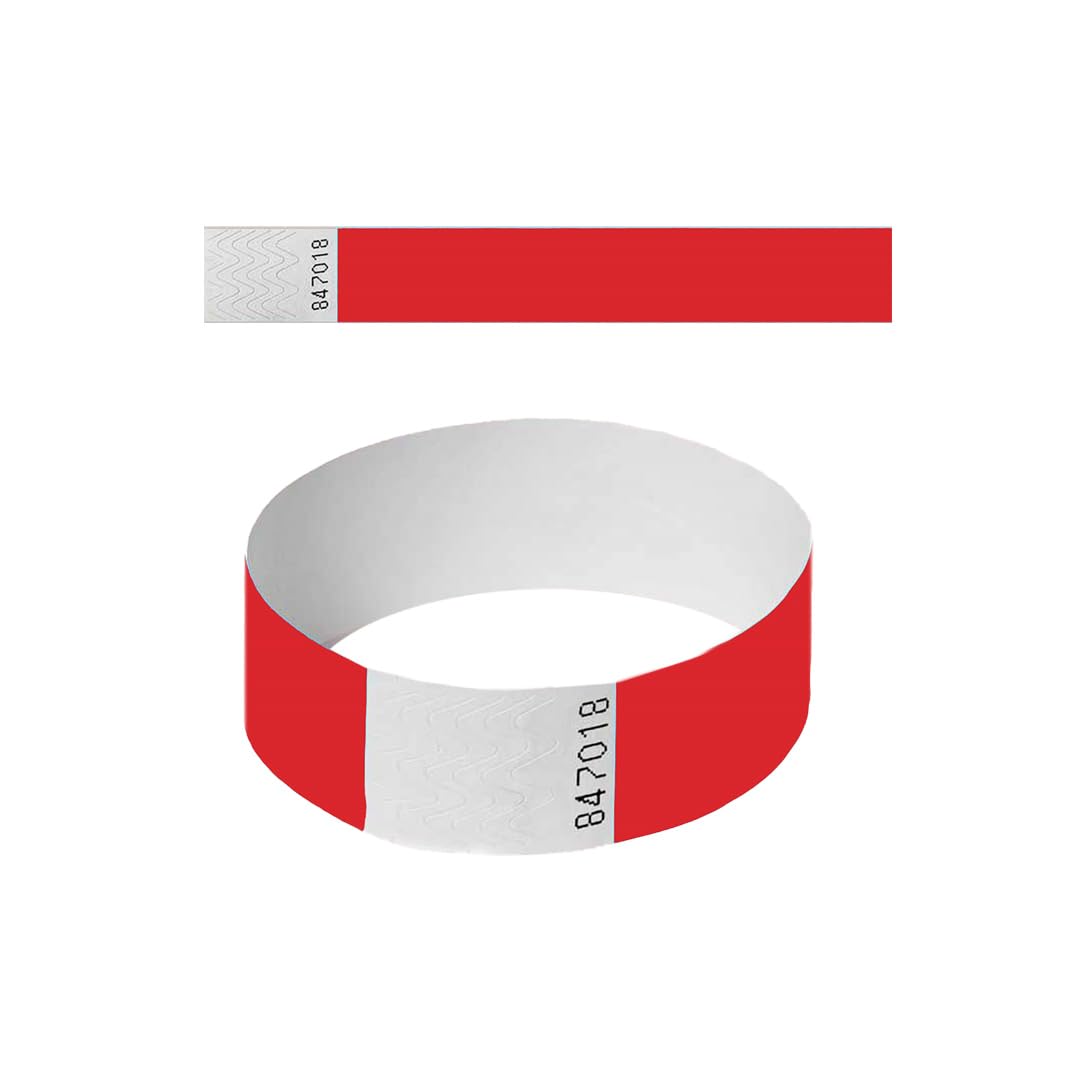 Event identification paper wristbands TYVECK 19 * 25 mm (Red, 100)